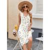 image:imageZeagoo Women Summer Casual Dresses 2026 Sleeveless Midi Pleated Tank Sundress with Pockets V Neck A Line Swing Tshirt DressWhite Floral