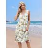 image:imageZeagoo Women Summer Casual Dresses 2026 Sleeveless Midi Pleated Tank Sundress with Pockets V Neck A Line Swing Tshirt DressWhite Green