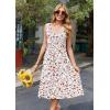 image:imageZeagoo Women Summer Casual Dresses 2026 Sleeveless Midi Pleated Tank Sundress with Pockets V Neck A Line Swing Tshirt DressWhite Print