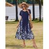 image:imageZeagoo Women Summer Midi A Line Dress Short Sleeve Casual Flowy Tiered Beach Long Sundress with Pockets 2026 Vacation TravelA01navy Blue Floral