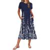 image:imageZeagoo Women Summer Midi A Line Dress Short Sleeve Casual Flowy Tiered Beach Long Sundress with Pockets 2026 Vacation TravelA01navy Blue Floral