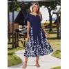 image:imageZeagoo Women Summer Midi A Line Dress Short Sleeve Casual Flowy Tiered Beach Long Sundress with Pockets 2026 Vacation TravelA01navy Blue Floral