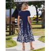 image:imageZeagoo Women Summer Midi A Line Dress Short Sleeve Casual Flowy Tiered Beach Long Sundress with Pockets 2026 Vacation TravelA01navy Blue Floral