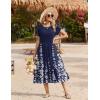 image:imageZeagoo Women Summer Midi A Line Dress Short Sleeve Casual Flowy Tiered Beach Long Sundress with Pockets 2026 Vacation TravelA01navy Blue Floral
