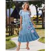 image:imageZeagoo Women Summer Midi A Line Dress Short Sleeve Casual Flowy Tiered Beach Long Sundress with Pockets 2026 Vacation TravelA02blue Floral2