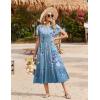 image:imageZeagoo Women Summer Midi A Line Dress Short Sleeve Casual Flowy Tiered Beach Long Sundress with Pockets 2026 Vacation TravelA02blue Floral2