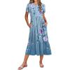 image:imageZeagoo Women Summer Midi A Line Dress Short Sleeve Casual Flowy Tiered Beach Long Sundress with Pockets 2026 Vacation TravelA02blue Floral2