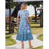 image:imageZeagoo Women Summer Midi A Line Dress Short Sleeve Casual Flowy Tiered Beach Long Sundress with Pockets 2026 Vacation TravelA02blue Floral2