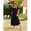 image:imageZeagoo Women Summer Midi A Line Dress Short Sleeve Casual Flowy Tiered Beach Long Sundress with Pockets 2026 Vacation TravelA03black
