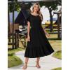 image:imageZeagoo Women Summer Midi A Line Dress Short Sleeve Casual Flowy Tiered Beach Long Sundress with Pockets 2026 Vacation TravelA03black