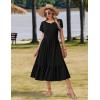 image:imageZeagoo Women Summer Midi A Line Dress Short Sleeve Casual Flowy Tiered Beach Long Sundress with Pockets 2026 Vacation TravelA03black
