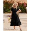 image:imageZeagoo Women Summer Midi A Line Dress Short Sleeve Casual Flowy Tiered Beach Long Sundress with Pockets 2026 Vacation TravelA03black