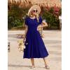 image:imageZeagoo Women Summer Midi A Line Dress Short Sleeve Casual Flowy Tiered Beach Long Sundress with Pockets 2026 Vacation TravelA04navy Blue