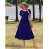 image:imageZeagoo Women Summer Midi A Line Dress Short Sleeve Casual Flowy Tiered Beach Long Sundress with Pockets 2026 Vacation TravelA04navy Blue