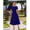 image:imageZeagoo Women Summer Midi A Line Dress Short Sleeve Casual Flowy Tiered Beach Long Sundress with Pockets 2026 Vacation TravelA04navy Blue