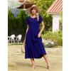 image:imageZeagoo Women Summer Midi A Line Dress Short Sleeve Casual Flowy Tiered Beach Long Sundress with Pockets 2026 Vacation TravelA04navy Blue