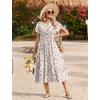 image:imageZeagoo Women Summer Midi A Line Dress Short Sleeve Casual Flowy Tiered Beach Long Sundress with Pockets 2026 Vacation TravelBf310