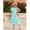 image:imageZeagoo Women Summer Midi A Line Dress Short Sleeve Casual Flowy Tiered Beach Long Sundress with Pockets 2026 Vacation TravelBf311