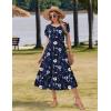 image:imageZeagoo Women Summer Midi A Line Dress Short Sleeve Casual Flowy Tiered Beach Long Sundress with Pockets 2026 Vacation TravelBf318
