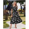 image:imageZeagoo Women Summer Midi A Line Dress Short Sleeve Casual Flowy Tiered Beach Long Sundress with Pockets 2026 Vacation TravelBlack White Floral