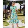 image:imageZeagoo Women Summer Midi A Line Dress Short Sleeve Casual Flowy Tiered Beach Long Sundress with Pockets 2026 Vacation TravelBlue Brown Floral