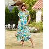 image:imageZeagoo Women Summer Midi A Line Dress Short Sleeve Casual Flowy Tiered Beach Long Sundress with Pockets 2026 Vacation TravelBlue Brown Floral