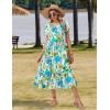 image:imageZeagoo Women Summer Midi A Line Dress Short Sleeve Casual Flowy Tiered Beach Long Sundress with Pockets 2026 Vacation TravelBlue Brown Floral
