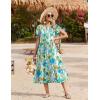 image:imageZeagoo Women Summer Midi A Line Dress Short Sleeve Casual Flowy Tiered Beach Long Sundress with Pockets 2026 Vacation TravelBlue Brown Floral
