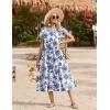 image:imageZeagoo Women Summer Midi A Line Dress Short Sleeve Casual Flowy Tiered Beach Long Sundress with Pockets 2026 Vacation TravelBlue Floral