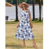 image:imageZeagoo Women Summer Midi A Line Dress Short Sleeve Casual Flowy Tiered Beach Long Sundress with Pockets 2026 Vacation TravelBlue Floral