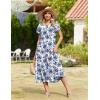 image:imageZeagoo Women Summer Midi A Line Dress Short Sleeve Casual Flowy Tiered Beach Long Sundress with Pockets 2026 Vacation TravelBlue Floral