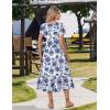 image:imageZeagoo Women Summer Midi A Line Dress Short Sleeve Casual Flowy Tiered Beach Long Sundress with Pockets 2026 Vacation TravelBlue Floral