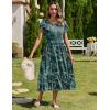 image:imageZeagoo Women Summer Midi A Line Dress Short Sleeve Casual Flowy Tiered Beach Long Sundress with Pockets 2026 Vacation TravelGreen Leaf