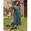 image:imageZeagoo Women Summer Midi A Line Dress Short Sleeve Casual Flowy Tiered Beach Long Sundress with Pockets 2026 Vacation TravelGreen Leaf