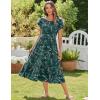 image:imageZeagoo Women Summer Midi A Line Dress Short Sleeve Casual Flowy Tiered Beach Long Sundress with Pockets 2026 Vacation TravelGreen Leaf