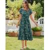 image:imageZeagoo Women Summer Midi A Line Dress Short Sleeve Casual Flowy Tiered Beach Long Sundress with Pockets 2026 Vacation TravelGreen Leaf