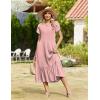image:imageZeagoo Women Summer Midi A Line Dress Short Sleeve Casual Flowy Tiered Beach Long Sundress with Pockets 2026 Vacation TravelJh1