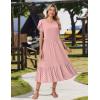 image:imageZeagoo Women Summer Midi A Line Dress Short Sleeve Casual Flowy Tiered Beach Long Sundress with Pockets 2026 Vacation TravelJh1