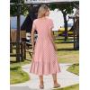 image:imageZeagoo Women Summer Midi A Line Dress Short Sleeve Casual Flowy Tiered Beach Long Sundress with Pockets 2026 Vacation TravelJh1