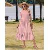 image:imageZeagoo Women Summer Midi A Line Dress Short Sleeve Casual Flowy Tiered Beach Long Sundress with Pockets 2026 Vacation TravelJh1