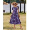 image:imageZeagoo Women Summer Midi A Line Dress Short Sleeve Casual Flowy Tiered Beach Long Sundress with Pockets 2026 Vacation TravelMz907