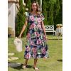 image:imageZeagoo Women Summer Midi A Line Dress Short Sleeve Casual Flowy Tiered Beach Long Sundress with Pockets 2026 Vacation TravelPink Floral