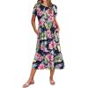image:imageZeagoo Women Summer Midi A Line Dress Short Sleeve Casual Flowy Tiered Beach Long Sundress with Pockets 2026 Vacation TravelPink Floral