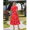 image:imageZeagoo Women Summer Midi A Line Dress Short Sleeve Casual Flowy Tiered Beach Long Sundress with Pockets 2026 Vacation TravelRed Floral