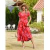 image:imageZeagoo Women Summer Midi A Line Dress Short Sleeve Casual Flowy Tiered Beach Long Sundress with Pockets 2026 Vacation TravelRed Floral
