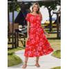 image:imageZeagoo Women Summer Midi A Line Dress Short Sleeve Casual Flowy Tiered Beach Long Sundress with Pockets 2026 Vacation TravelRed Floral