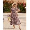 image:imageZeagoo Women Summer Midi A Line Dress Short Sleeve Casual Flowy Tiered Beach Long Sundress with Pockets 2026 Vacation TravelRed Floral2
