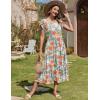 image:imageZeagoo Women Summer Midi A Line Dress Short Sleeve Casual Flowy Tiered Beach Long Sundress with Pockets 2026 Vacation TravelRed White Floral