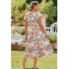image:imageZeagoo Women Summer Midi A Line Dress Short Sleeve Casual Flowy Tiered Beach Long Sundress with Pockets 2026 Vacation TravelRed White Floral