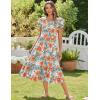 image:imageZeagoo Women Summer Midi A Line Dress Short Sleeve Casual Flowy Tiered Beach Long Sundress with Pockets 2026 Vacation TravelRed White Floral